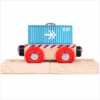 BigJigs BJT486 Rail Containerwagon Blauw Houten Trein -Speelactief Winkel BigJigs BJT486 Container Wagon blauw