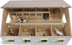 KidsGlobe Paardenstal Met 7 Boxen Pink-White -Speelactief Winkel kidsglobe paardenstal 7 paardenboxen wit roze 610189