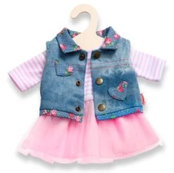 Kledingset Jurk Rose Met Spijkerjack Mt. 28 – 35 Cm.